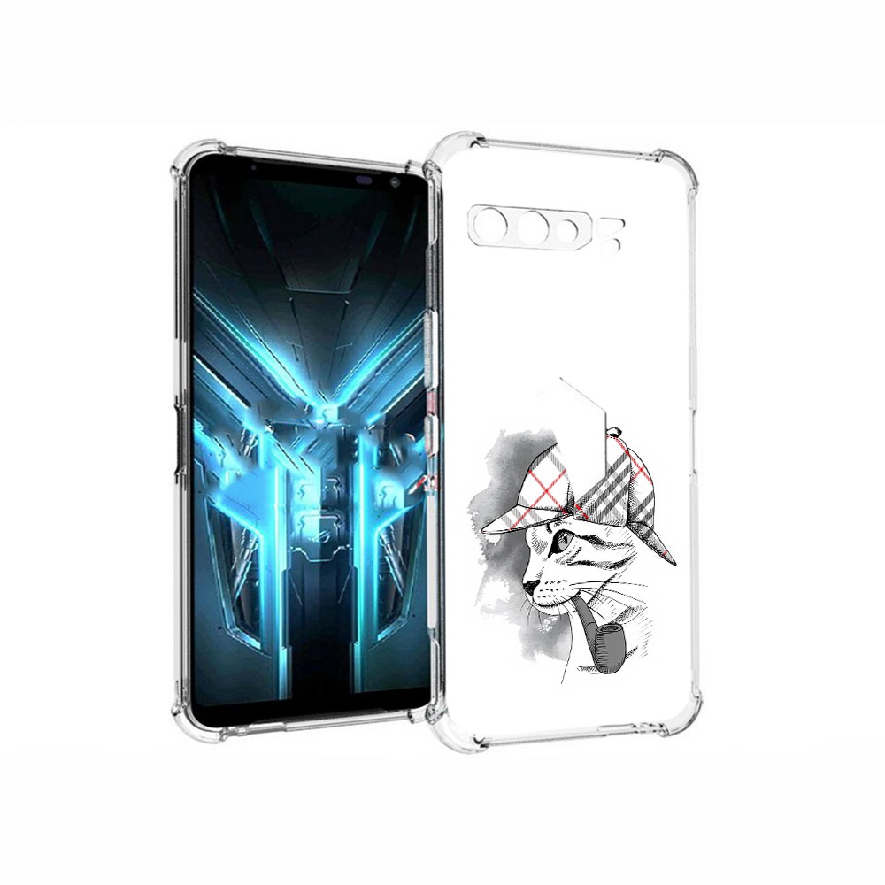 Чехол MyPads Tocco для Asus ROG Phone 3 кошка с трубкой