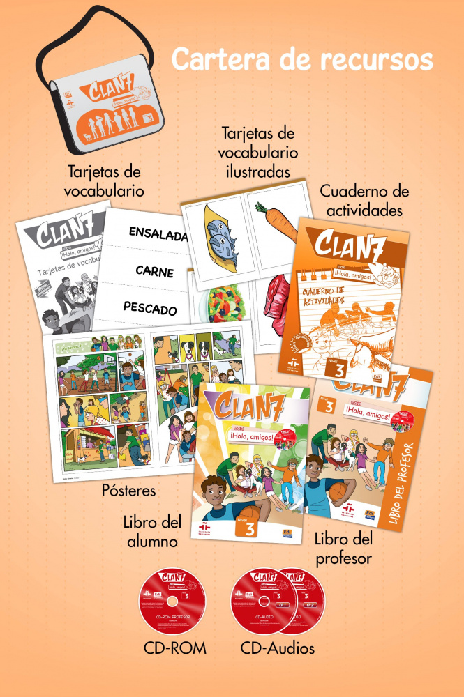 

Книга Clan 7 con Hola, amigos! 3 Cartera de recursos para el profesor