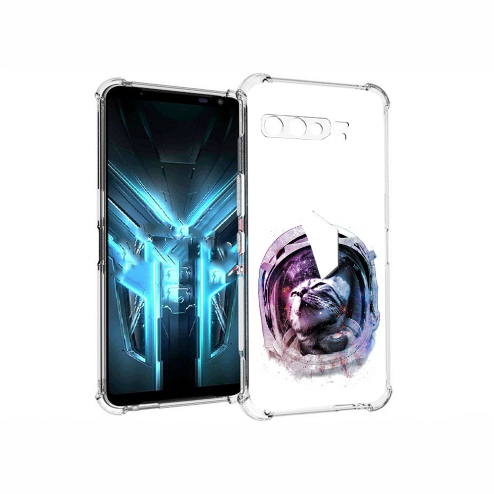 

Чехол MyPads Tocco для Asus ROG Phone 3 кот в шлеме, Прозрачный, Tocco