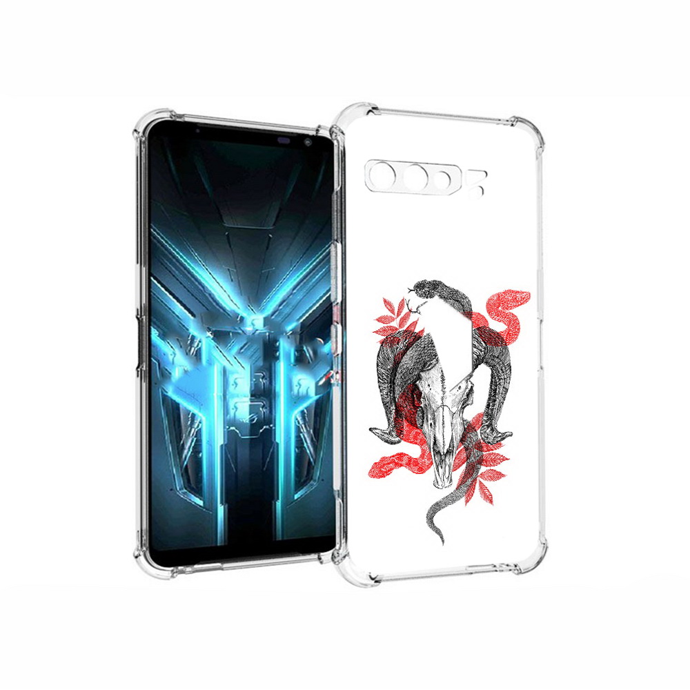 

Чехол MyPads Tocco для Asus ROG Phone 3 змея в черепе рисунок, Прозрачный, Tocco