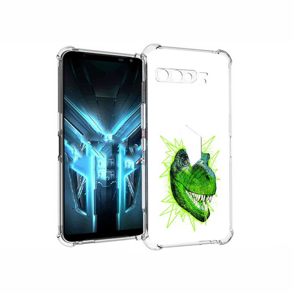 

Чехол MyPads Tocco для Asus ROG Phone 3 зеленый динозавр, Прозрачный, Tocco