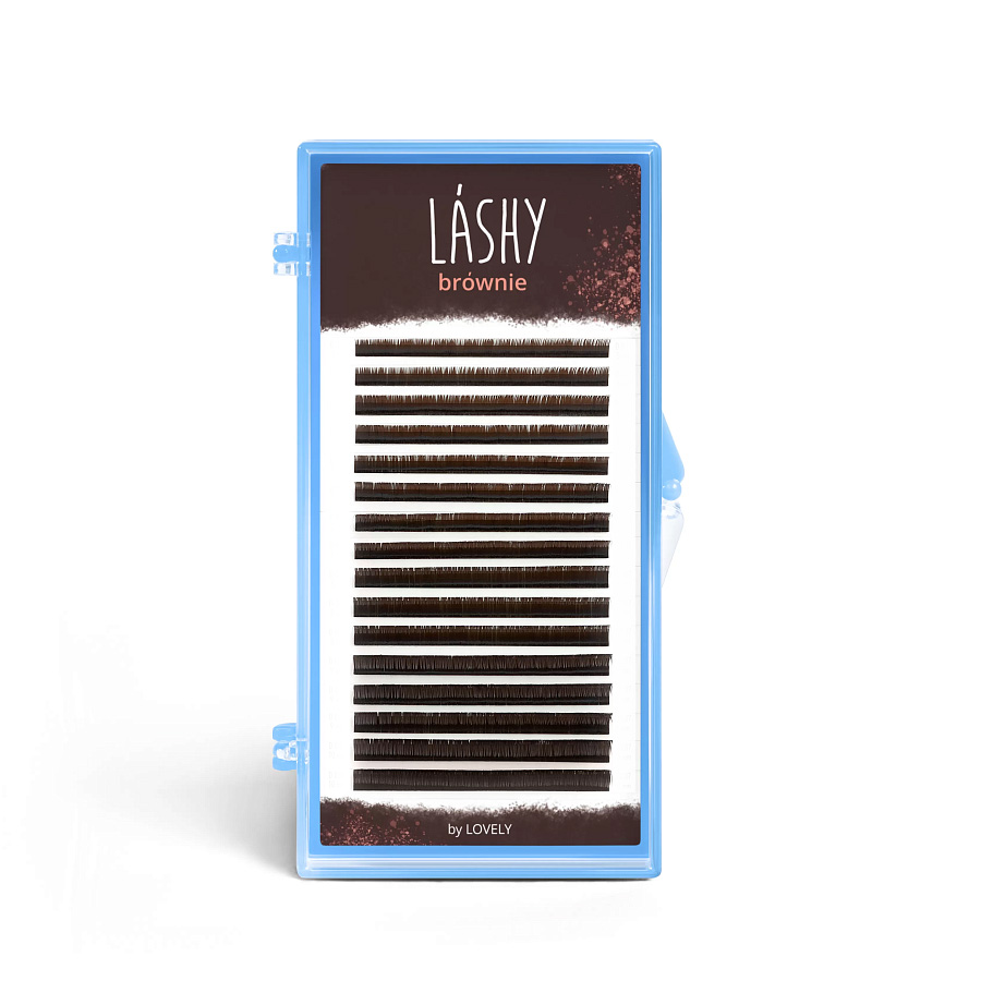 Ресницы темно-коричневые LASHY Brownie - 16 линий - MIX B 0.10 4-9mm