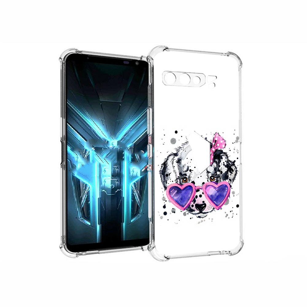 

Чехол MyPads Tocco для Asus ROG Phone 3 долматинец в очках, Прозрачный, Tocco