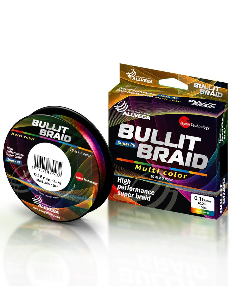 Шнур плетёный Allvega Bullit Braid 150 м, мультиколор, 10,2 кг