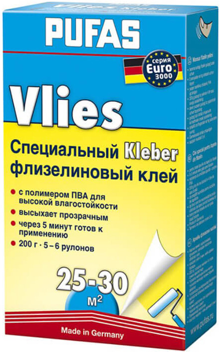 Клей PUFAS N0522 Vlies Kleber Euro 3000 обойный флизелиновый (200г)