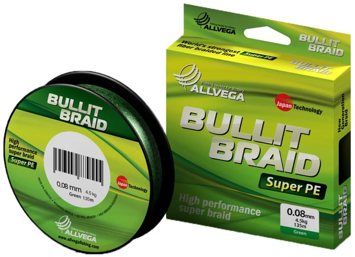 Шнур плетёный Allvega Bullit Braid 270 м, тёмно-зелёный, 23,4 кг