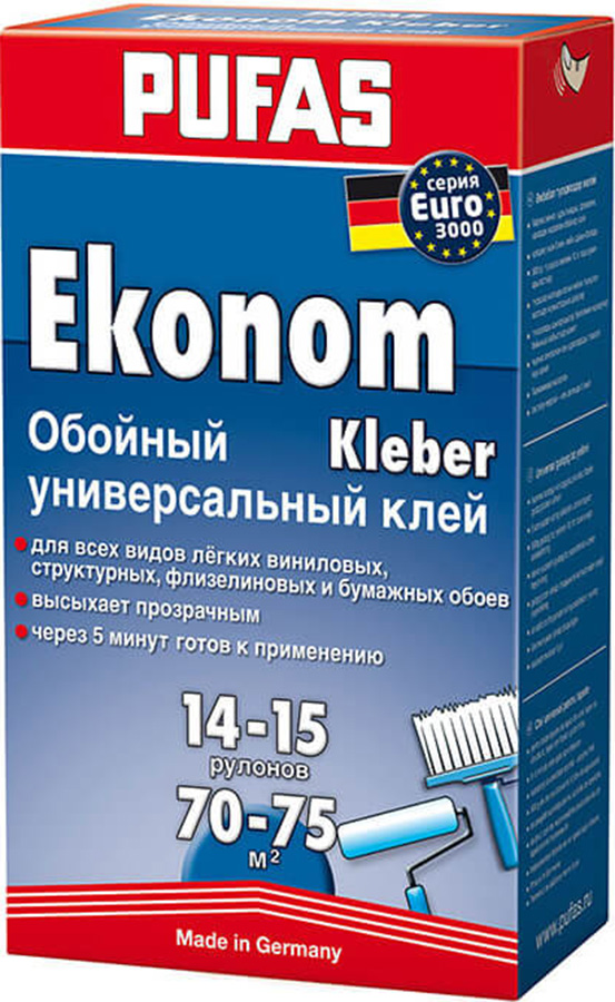 Клей PUFAS N0510 Ekonom Euro 3000 обойный универсальный 500г 655₽