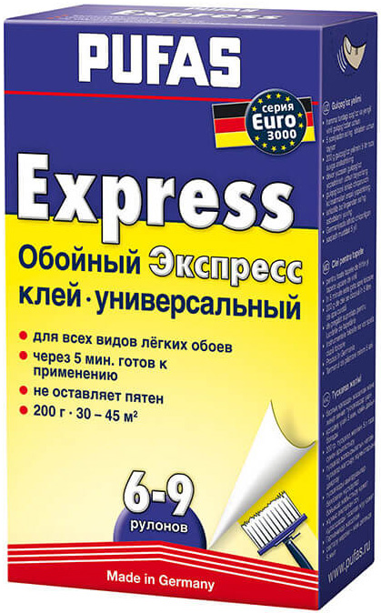 Клей PUFAS N051 Express Euro 3000 обойный универсальный быстрорастворимый 200г 289₽