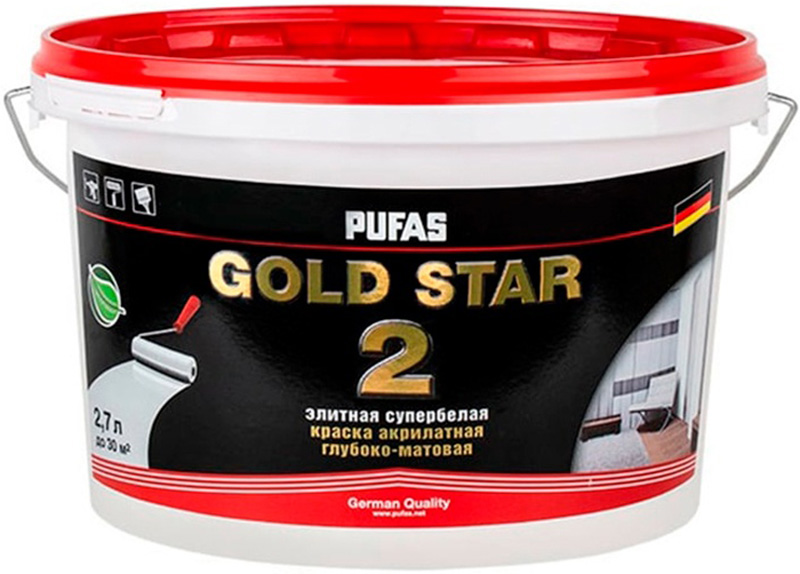 PUFAS Gold Star 2 краска для потолков глубокоматовая (2,7л)