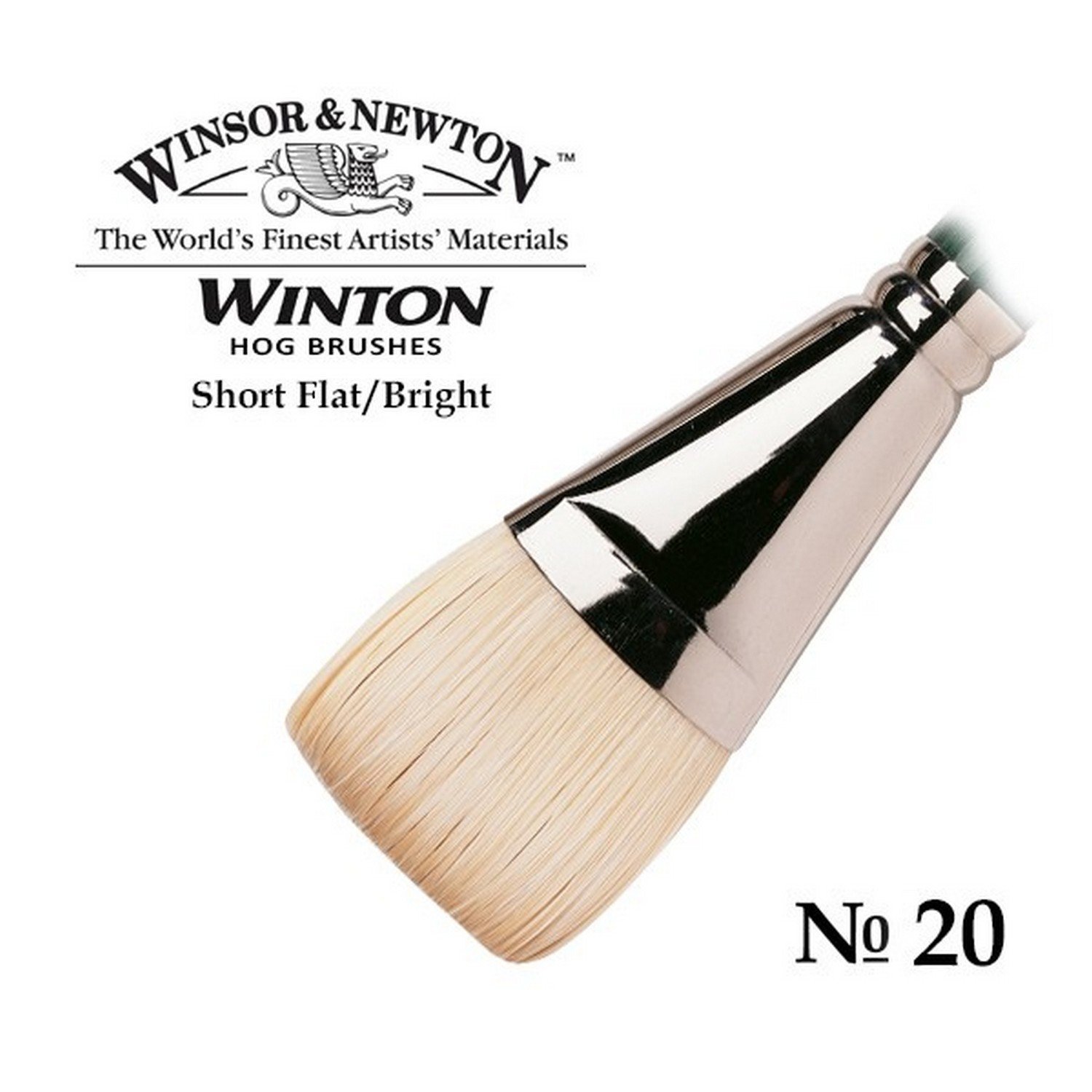 

Кисть W&N Winton для масляных красок, щетина, укороченная выставка, плоская, №20, Черный