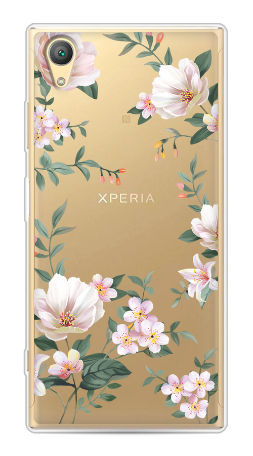 

Чехол на Sony Xperia XA1 plus "Beautiful white flowers", Бежевый;зеленый, 53050-1