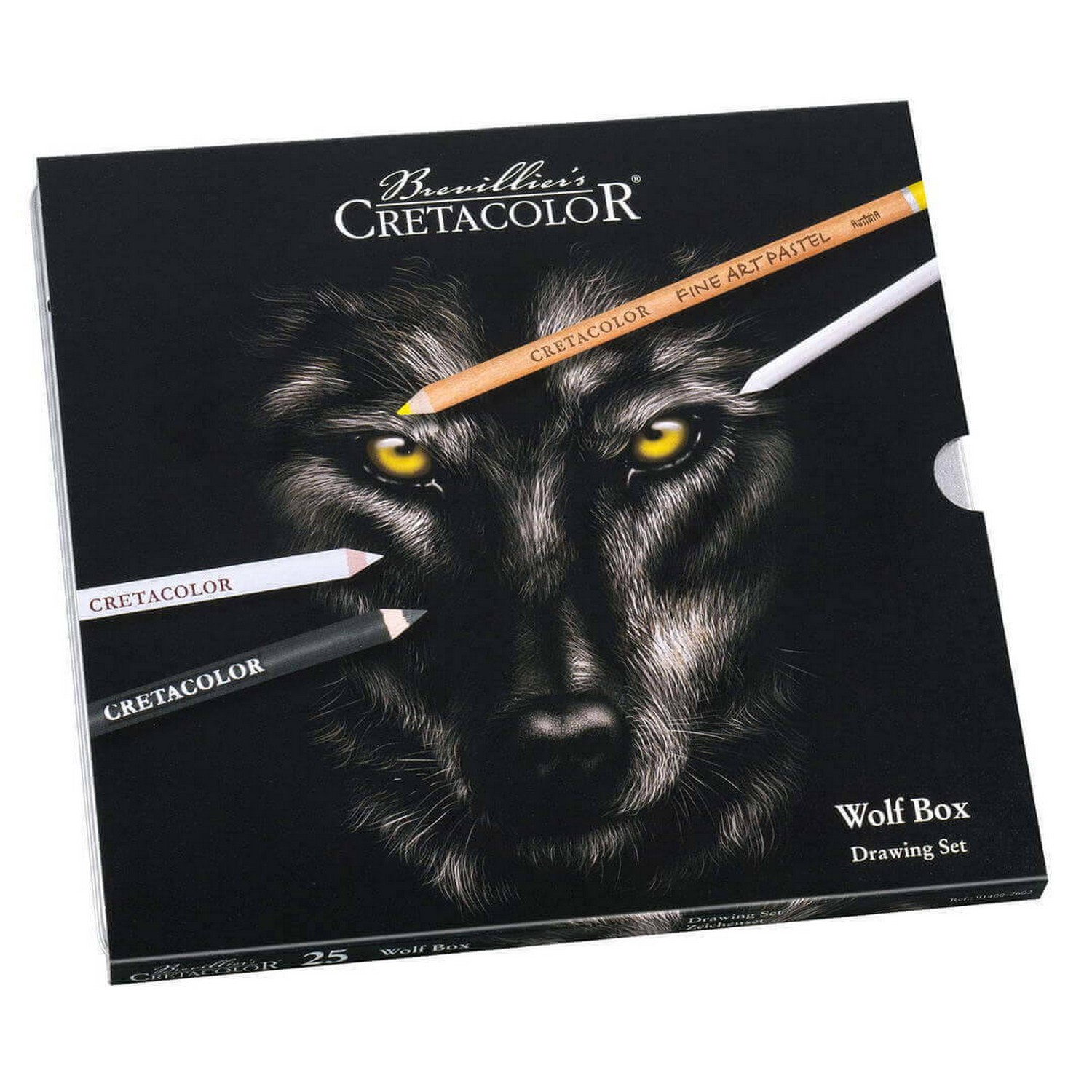 фото Художественный набор cretacolor wolf box, металлическая коробка 25 предметов