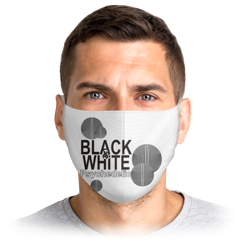 

Многоразовая маска Printio Черно-белая психоделика. белая M, Черно-белая психоделика.