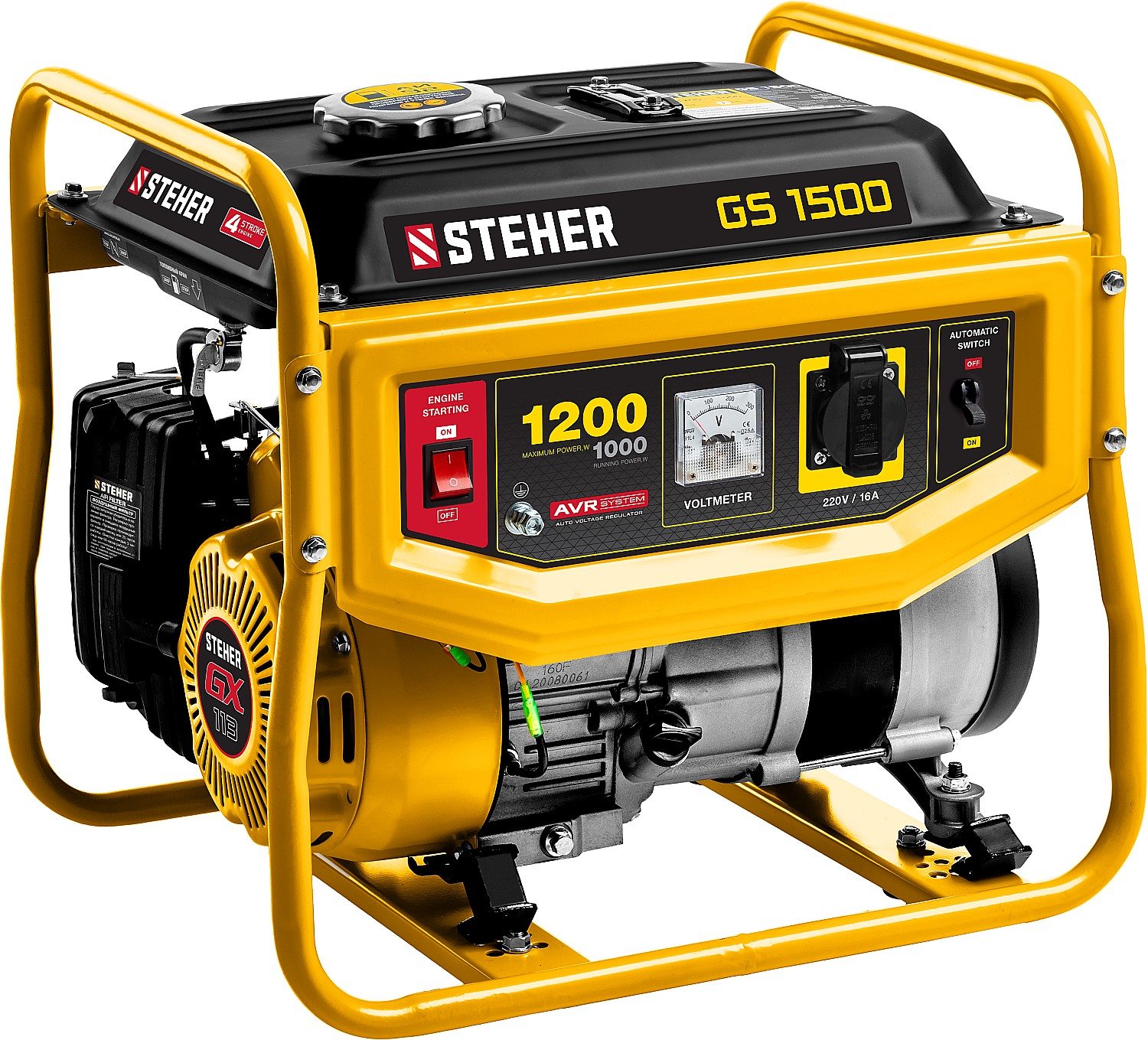 Бензиновый генератор STEHER GS-1500 1200 Вт бензиновый генератор steher gs 4500