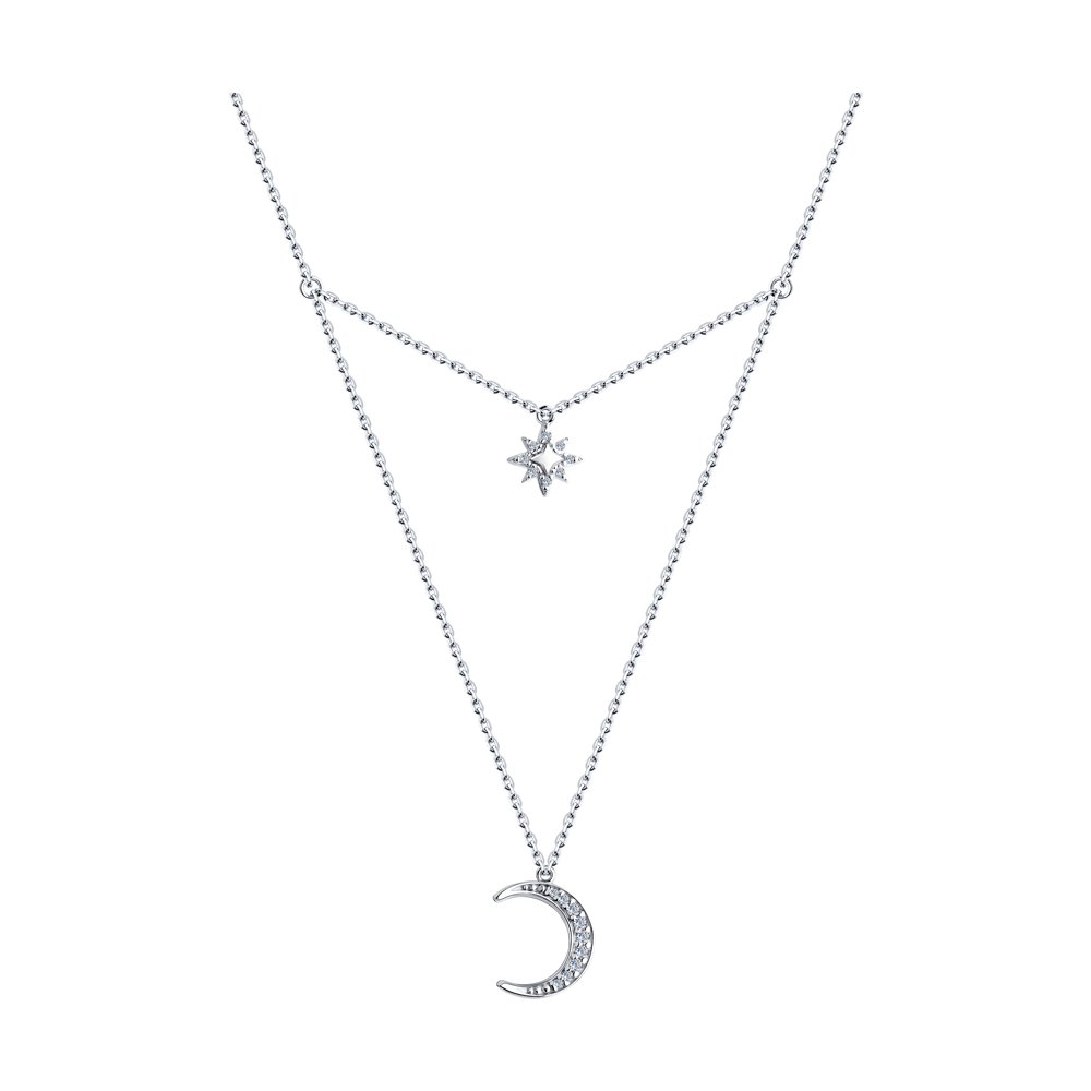 

Колье из серебра 55 см SKLV 94070345, фианит, 94070345