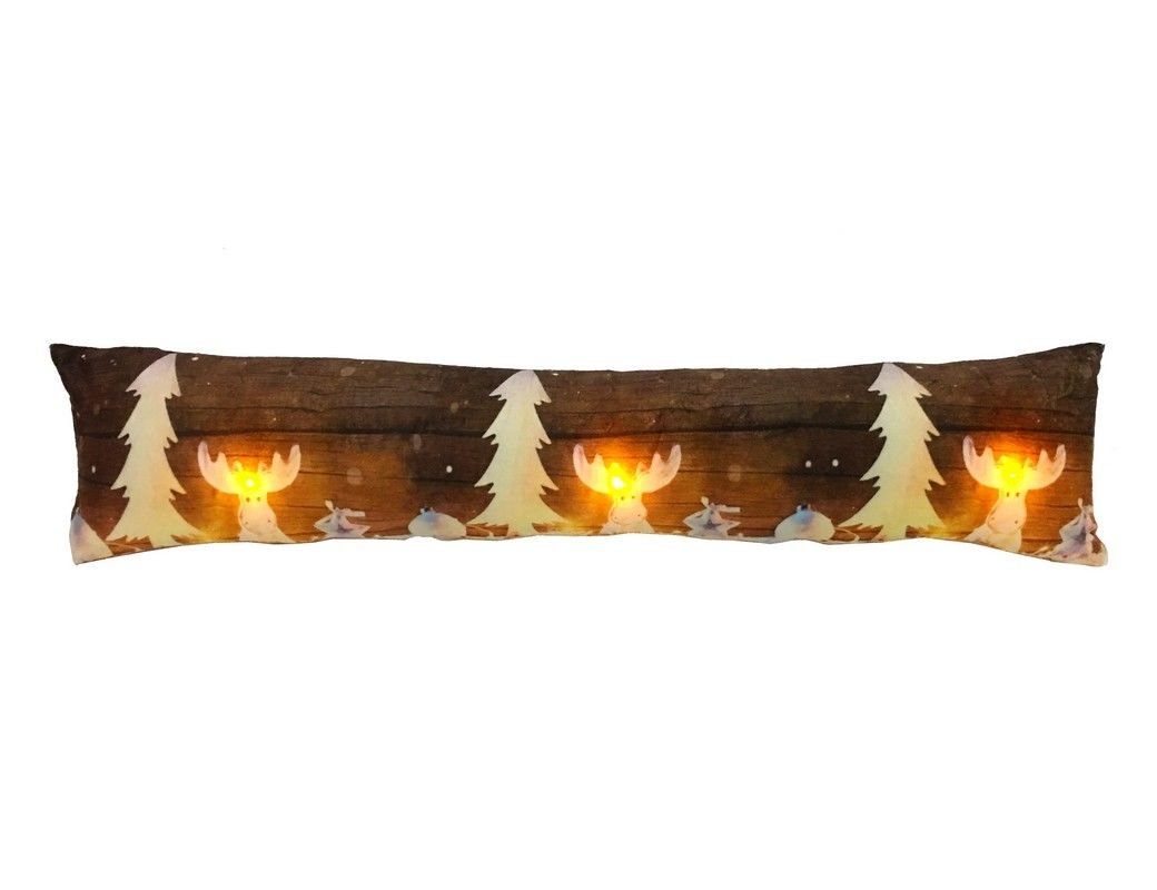 Светящаяся подушка ОЛЕНИ И еЛОЧКИ, 3 теплых белых LED-огня, 83 см, Peha Magic