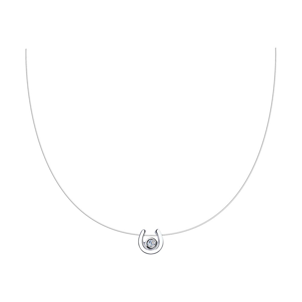 

Колье из серебра 38 см SOKOLOV 94070275, фианит, 94070275