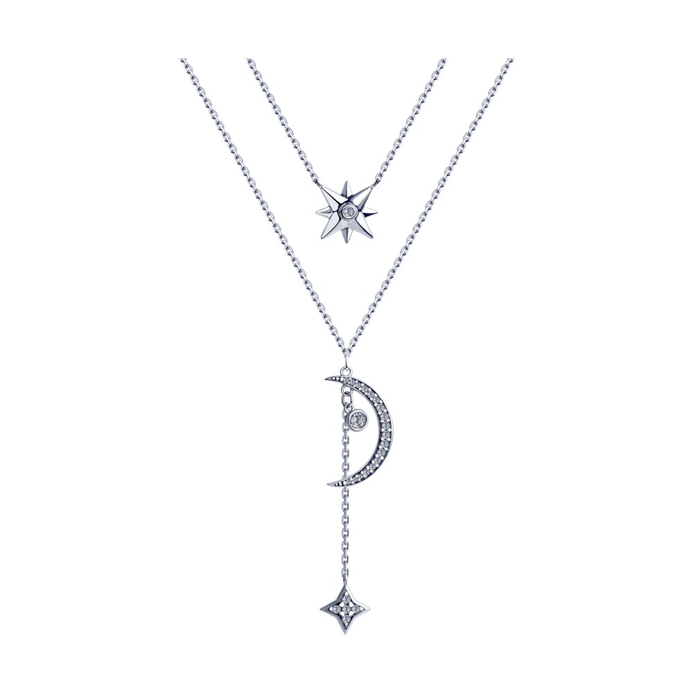 

Колье-галстук из серебра 55 см SOKOLOV 94070244, фианит, 94070244