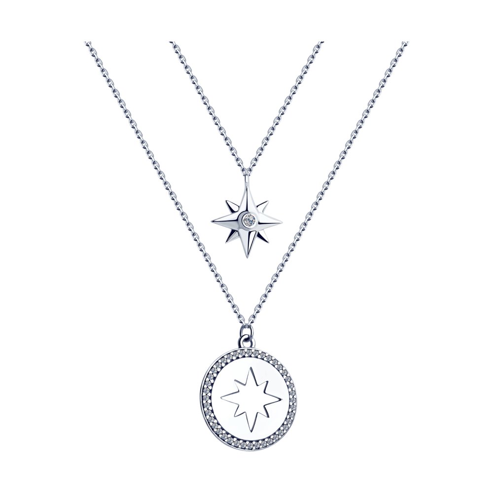 

Колье из серебра 45 см SOKOLOV 94070243, фианит, 94070243