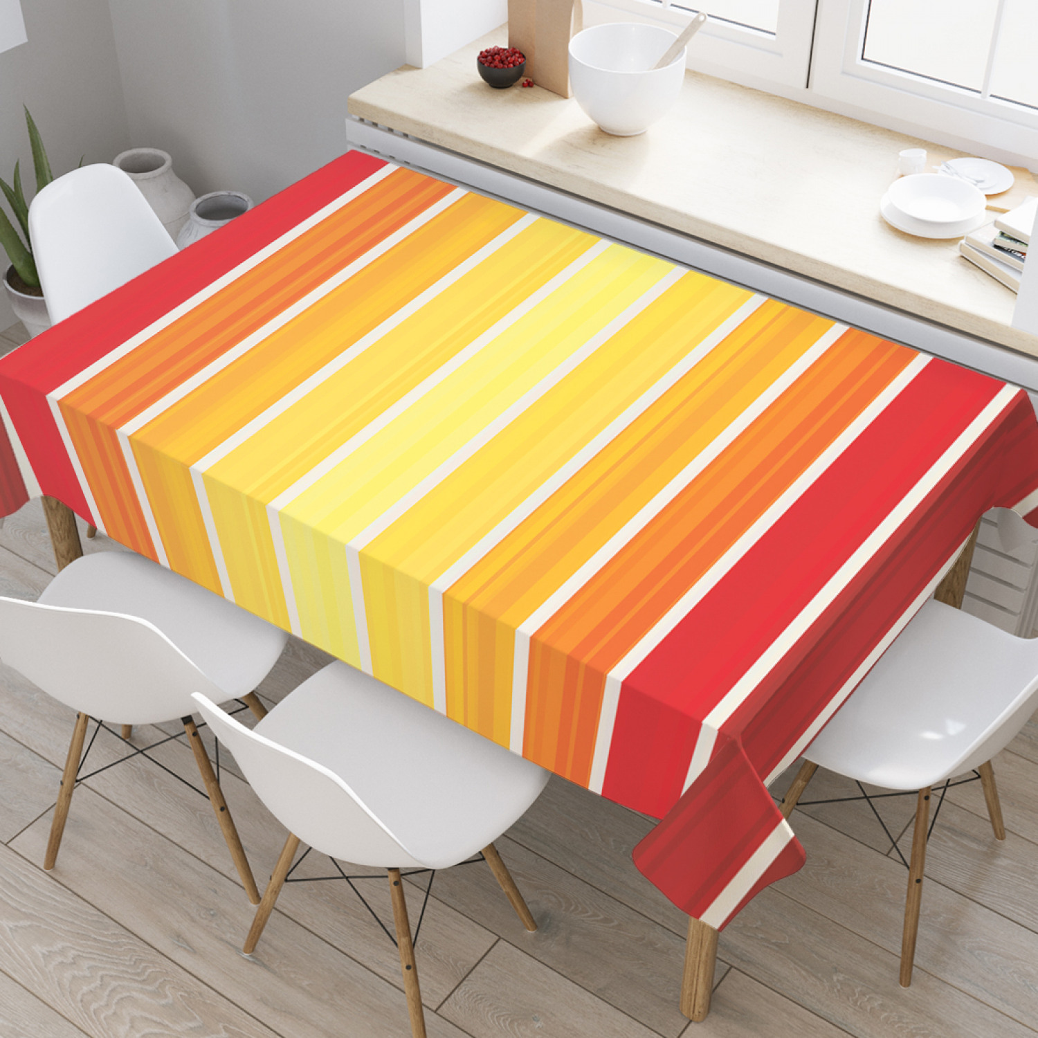 

Скатерть прямоугольная JoyArty "Красочные горизонтальные полосы" из оксфорда, 120x145см, Коричневый, Красочные горизонтальные полосы