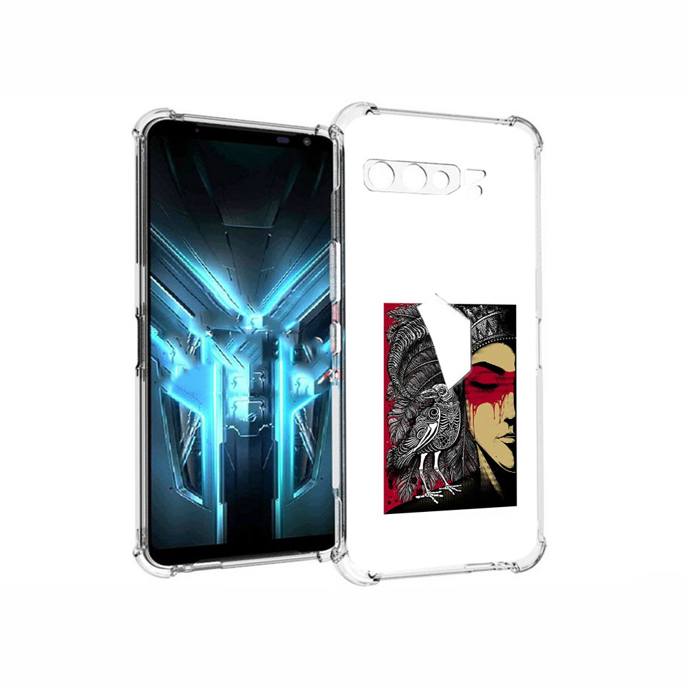

Чехол MyPads Tocco для Asus ROG Phone 3 девушка с вороном в абстракции, Прозрачный, Tocco