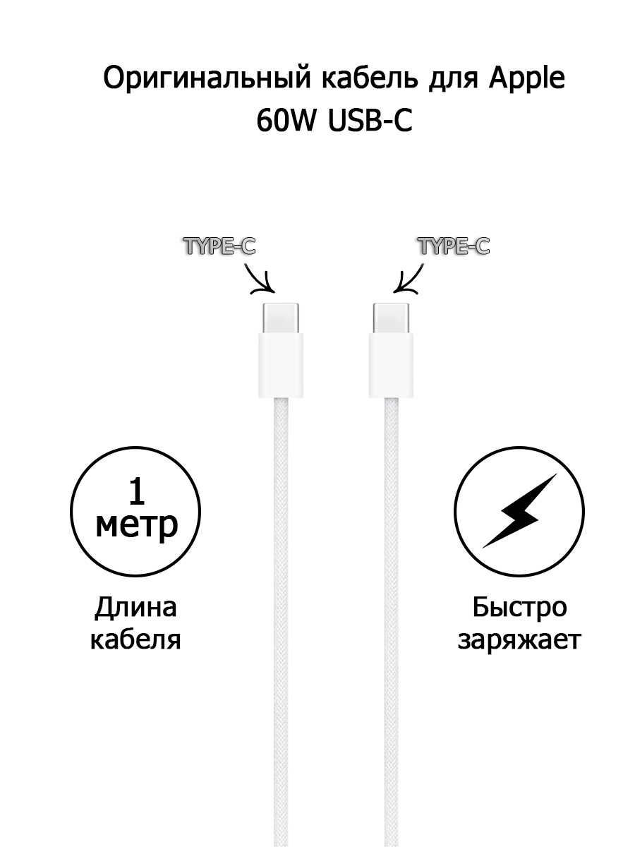 Кабель USB Type-C-USB Type-C Apple A2795 1 м белый