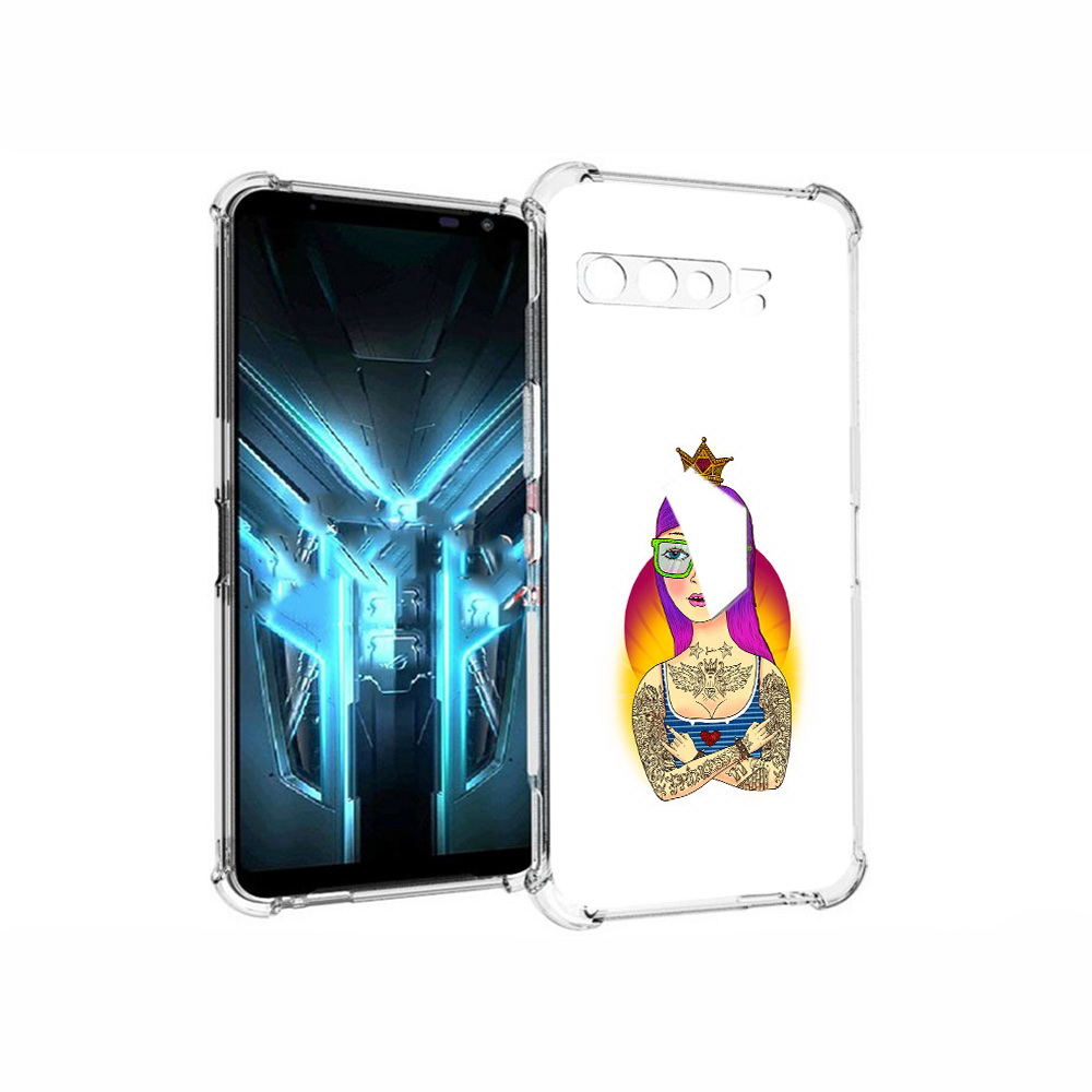 

Чехол MyPads Tocco для Asus ROG Phone 3 девушка в татуировках с короной, Прозрачный, Tocco