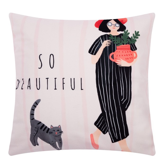 

Чехол на подушку Этель "So beautiful" 40х40 см, 100% п/э, велюр