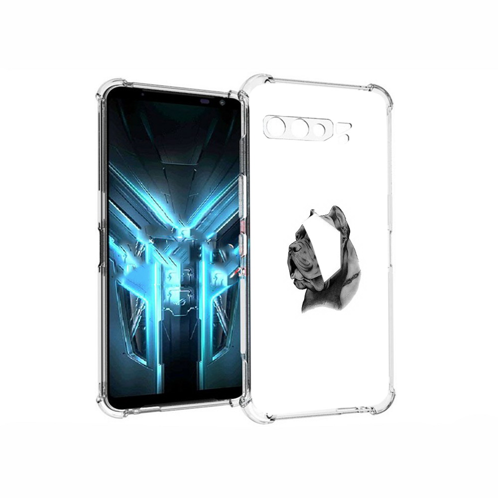 

Чехол MyPads Tocco для Asus ROG Phone 3 грозный бульдог, Прозрачный, Tocco
