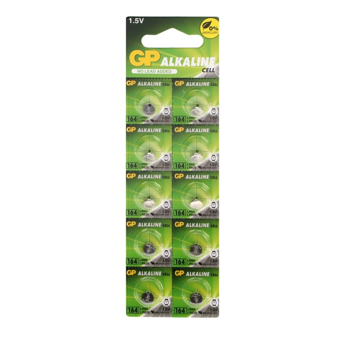 

Батарейка алкалиновая GP, LR60 (G1, 364, LR621, 164A)-10BL, 1.5В, блистер, 10 шт.