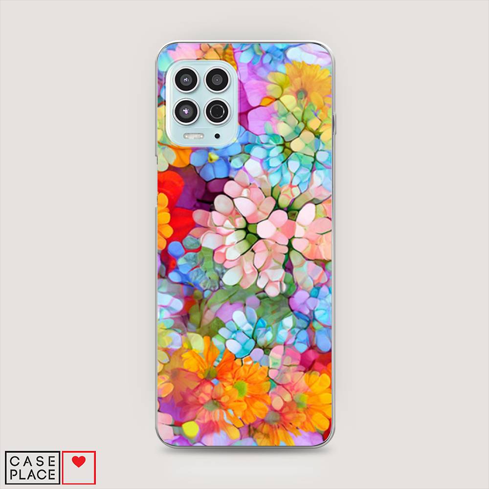 

Чехол на Motorola Moto G100 "Цветы витраж", Оранжевый;розовый;голубой, 241650-3