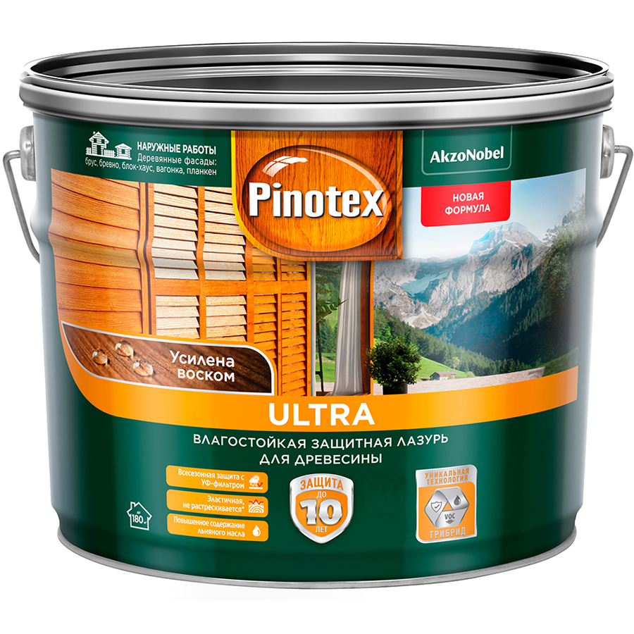 

PINOTEX Ultra влагостойкая лазурь по дереву белая (9л)
