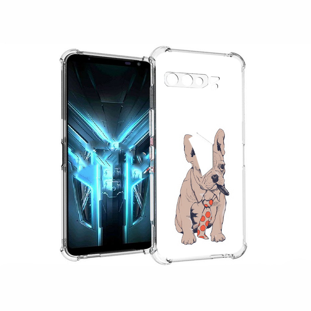 

Чехол MyPads Tocco для Asus ROG Phone 3 бульдог с сигарой, Прозрачный, Tocco