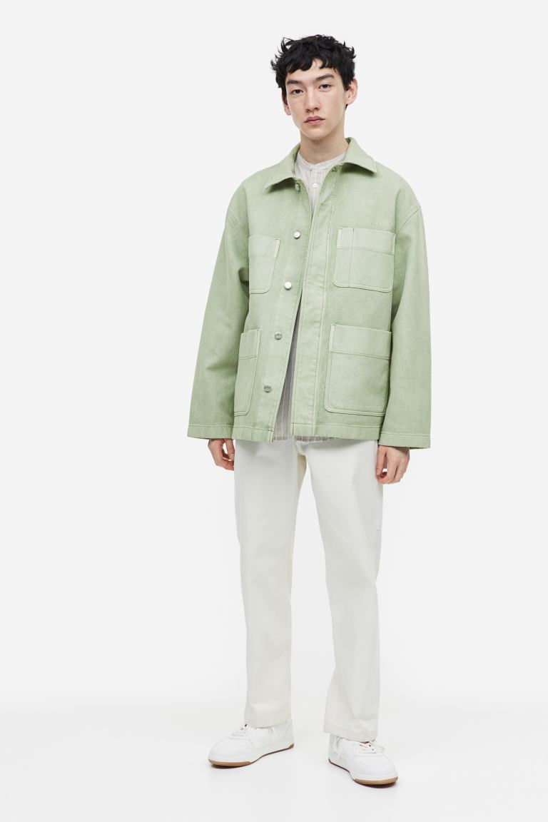 Джинсовая куртка мужская H&M 1139357002 зеленая M (доставка из-за рубежа)