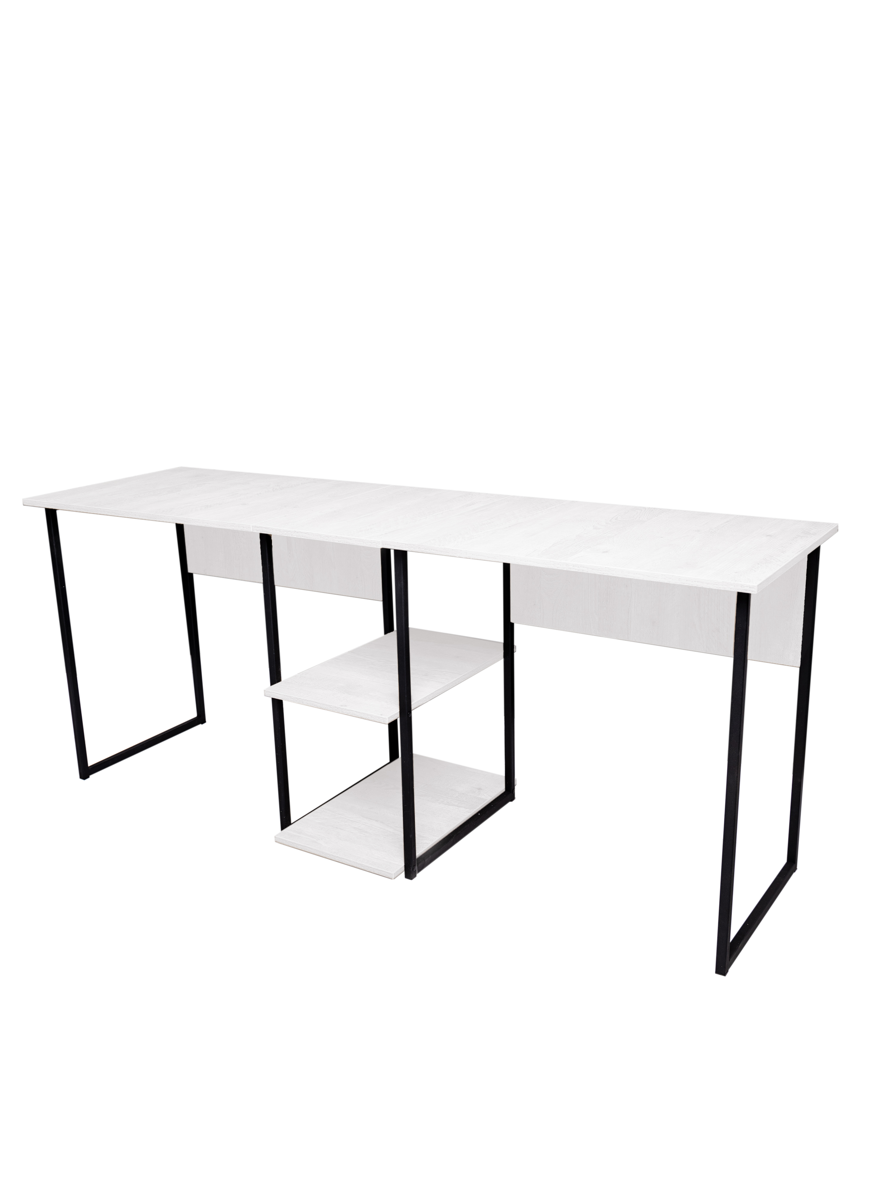 Стол письменный компьютерный для двоих с полками Солдис ENERGY loft черный