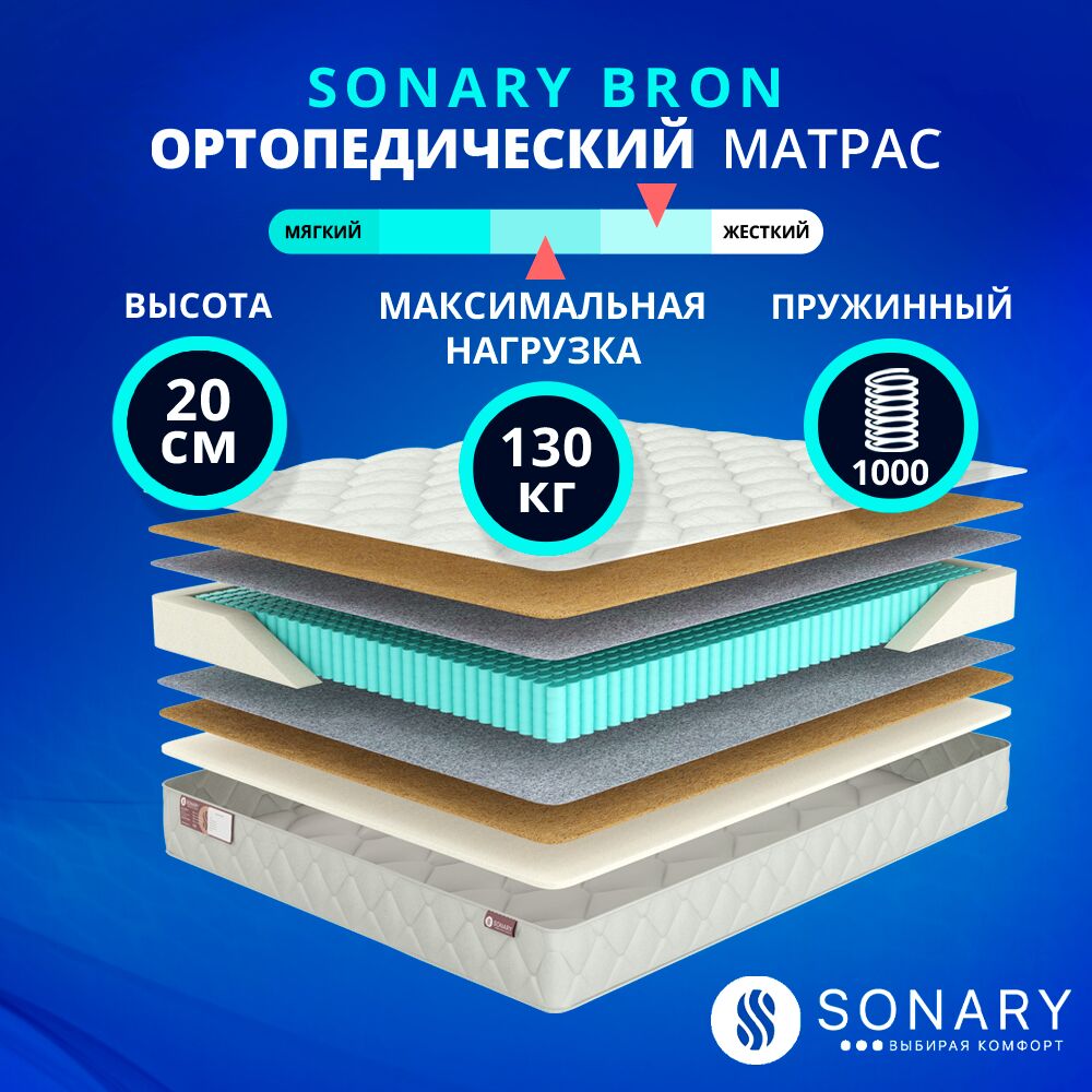 

Матрас Sonary Bron 120х170 серии Town, Бежевый;белый;серый;серебристый, Bron