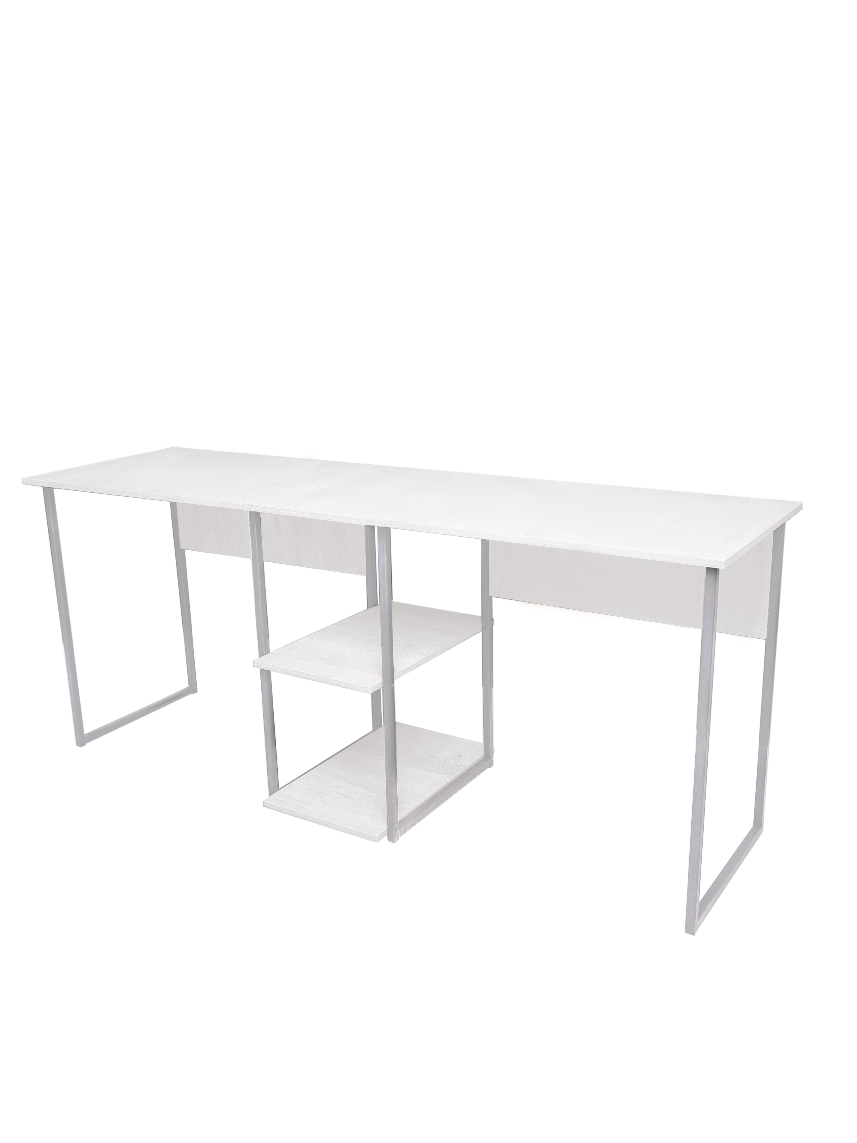 Стол письменный компьютерный для двоих с полками Солдис ENERGY loft белый