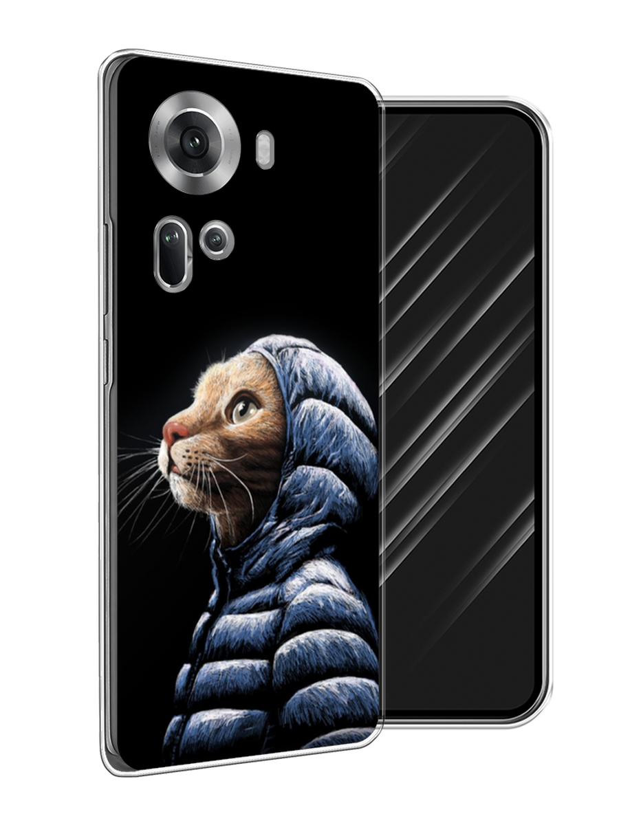 

Чехол Awog на Oppo Reno 11 (Global) "Кот в капюшоне", Черный;бежевый;синий, 2515850-1