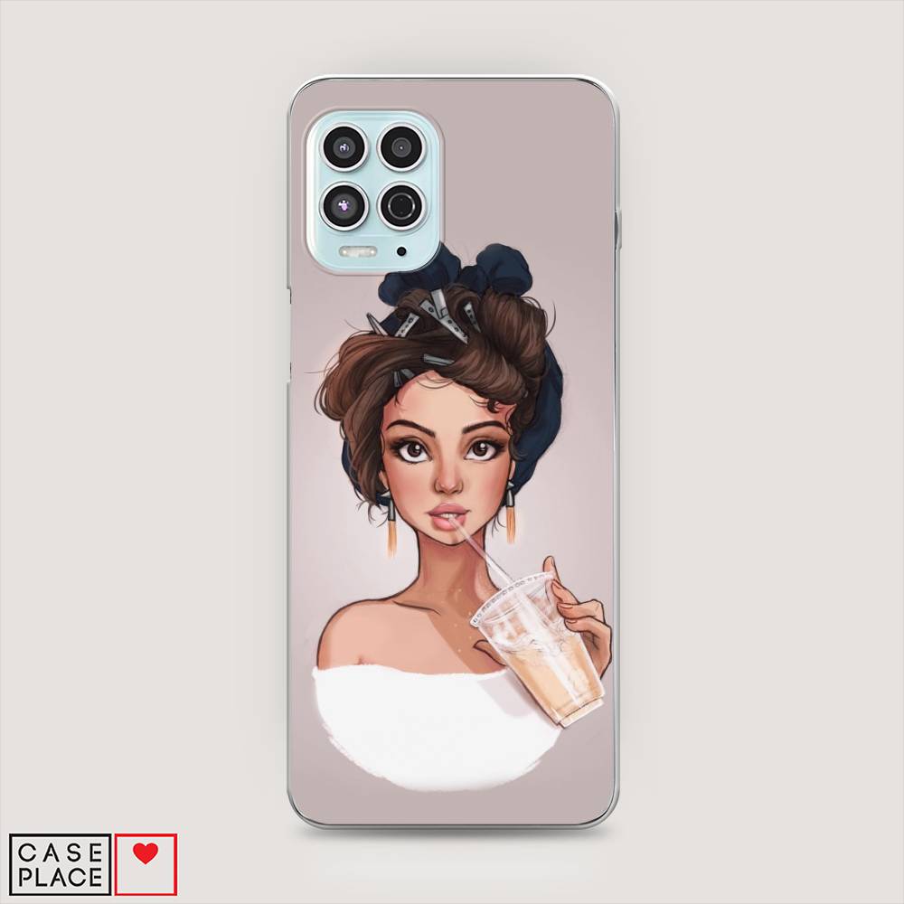 

Чехол на Motorola Moto G100 "Девушка с фраппе", Серый, 241650-6