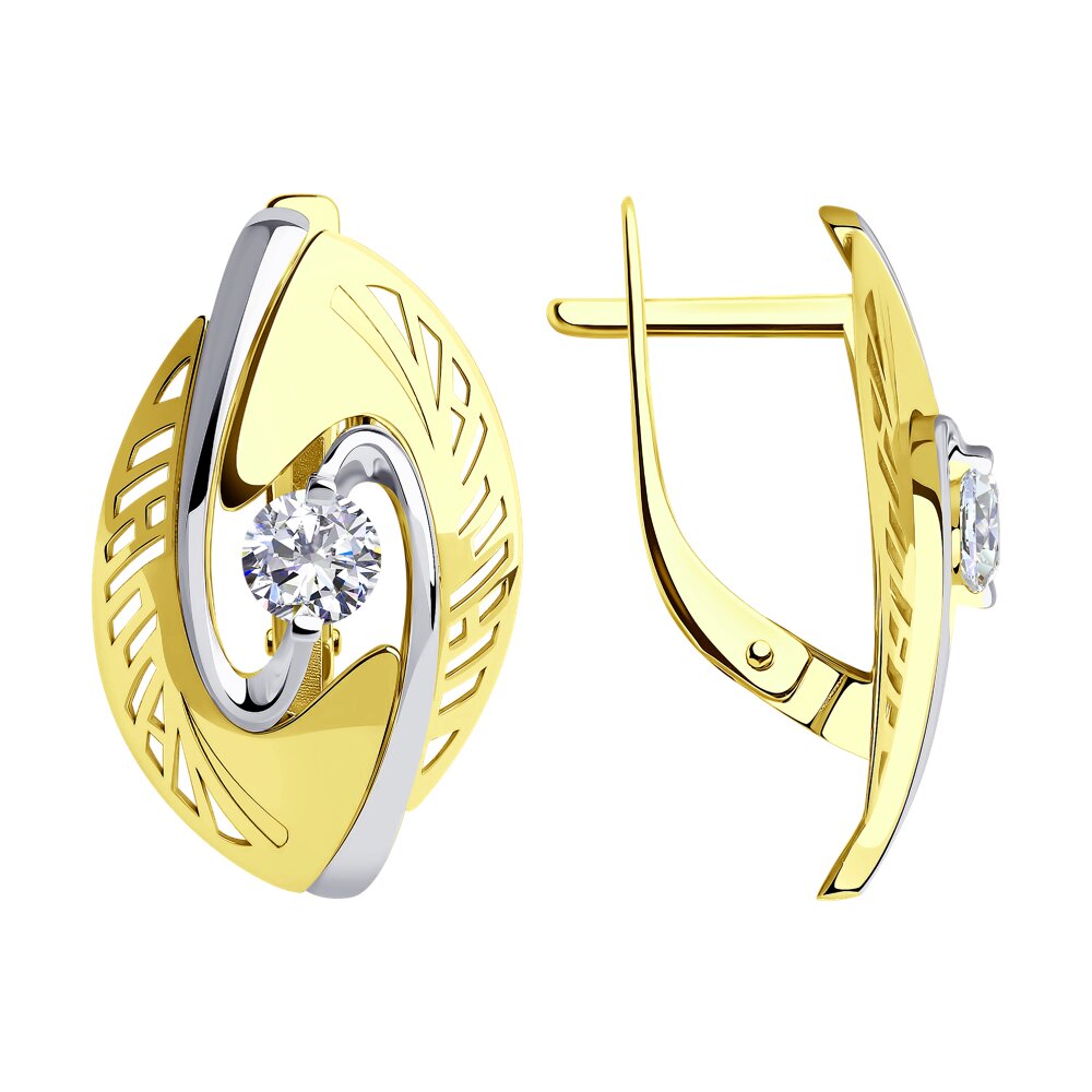 

Серьги из желтого золота с фианитом SOKOLOV 028888-2, 028888-2