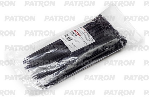 Комплект пластиковых хомутов 4.5 х 200 мм, 100 шт, нейлон, черные PATRON P45200B