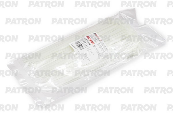 Комплект пластиковых хомутов 3.6 х 200 мм, 100 шт, нейлон, белые PATRON P36200W