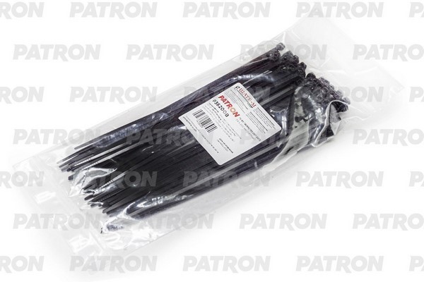 Комплект пластиковых хомутов 3.6 х 200 мм, 100 шт, нейлон, черные PATRON P36200B