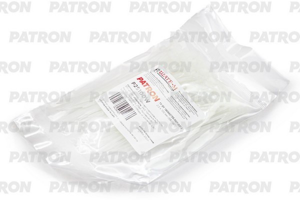 Комплект пластиковых хомутов 2.5 х 100 мм, 100 шт, нейлон, белые PATRON P25100W
