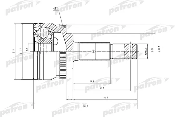 

ШРУС наружный с кольцом ABS 27x56x33 ABS:44T NISSAN ALTIMA L31 01-06 PATRON PCV1533