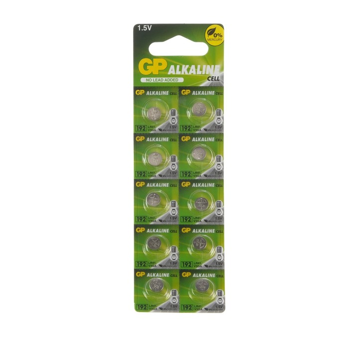 

Батарейка алкалиновая GP, LR41 (G3, V3GA, LR4, 192)-10BL, 1.5В, блистер, 10 шт.