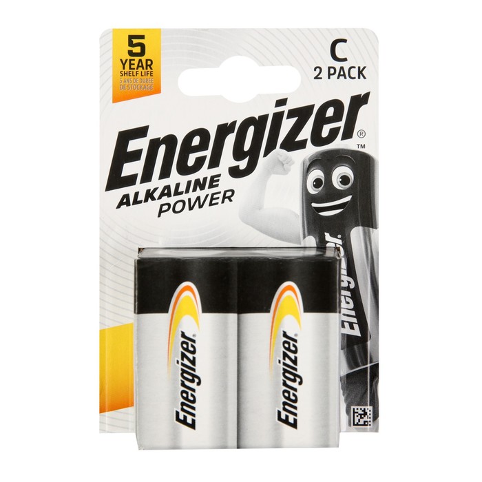 

Батарейка алкалиновая Energizer +PowerSeal, С, LR14-2BL, 1.5В, блистер, 2 шт.