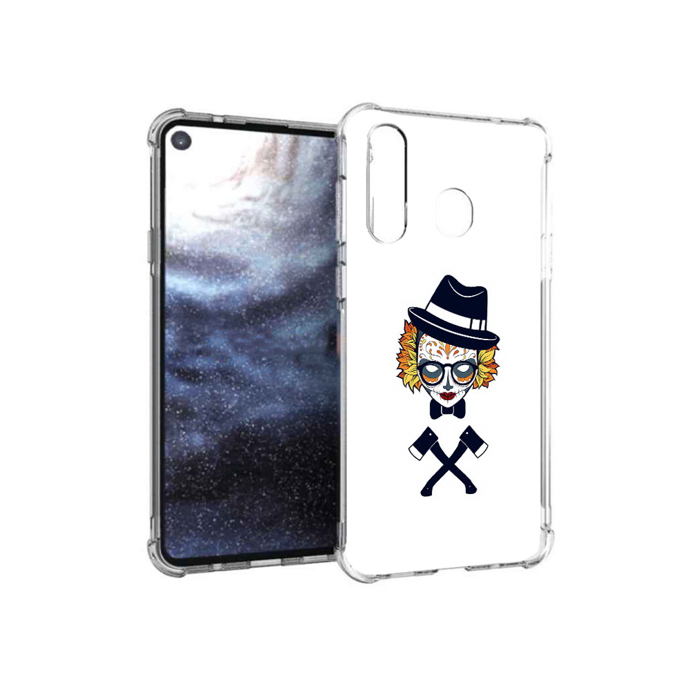 

Чехол MyPads Tocco для Samsung Galaxy A8s девушка в маске с топорами рисунок, Прозрачный, Tocco