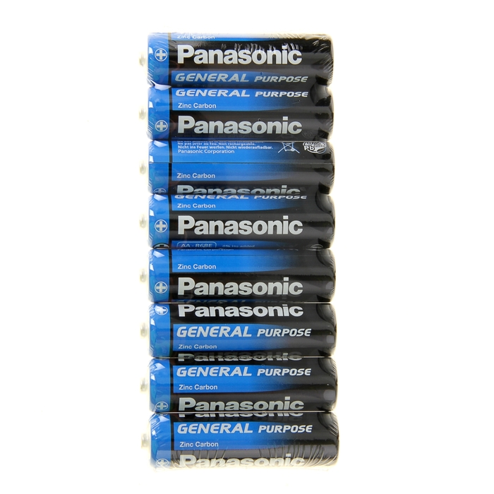 

Батарейка солевая Panasonic General Purpose, AA, R6-8S, 1.5В, спайка, 8 шт.