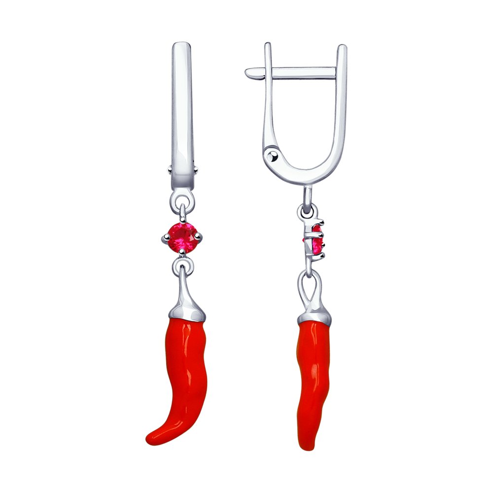 

Серьги подвески из серебра SOKOLOV 94023100, корунд искусственный/эмаль, 94023100
